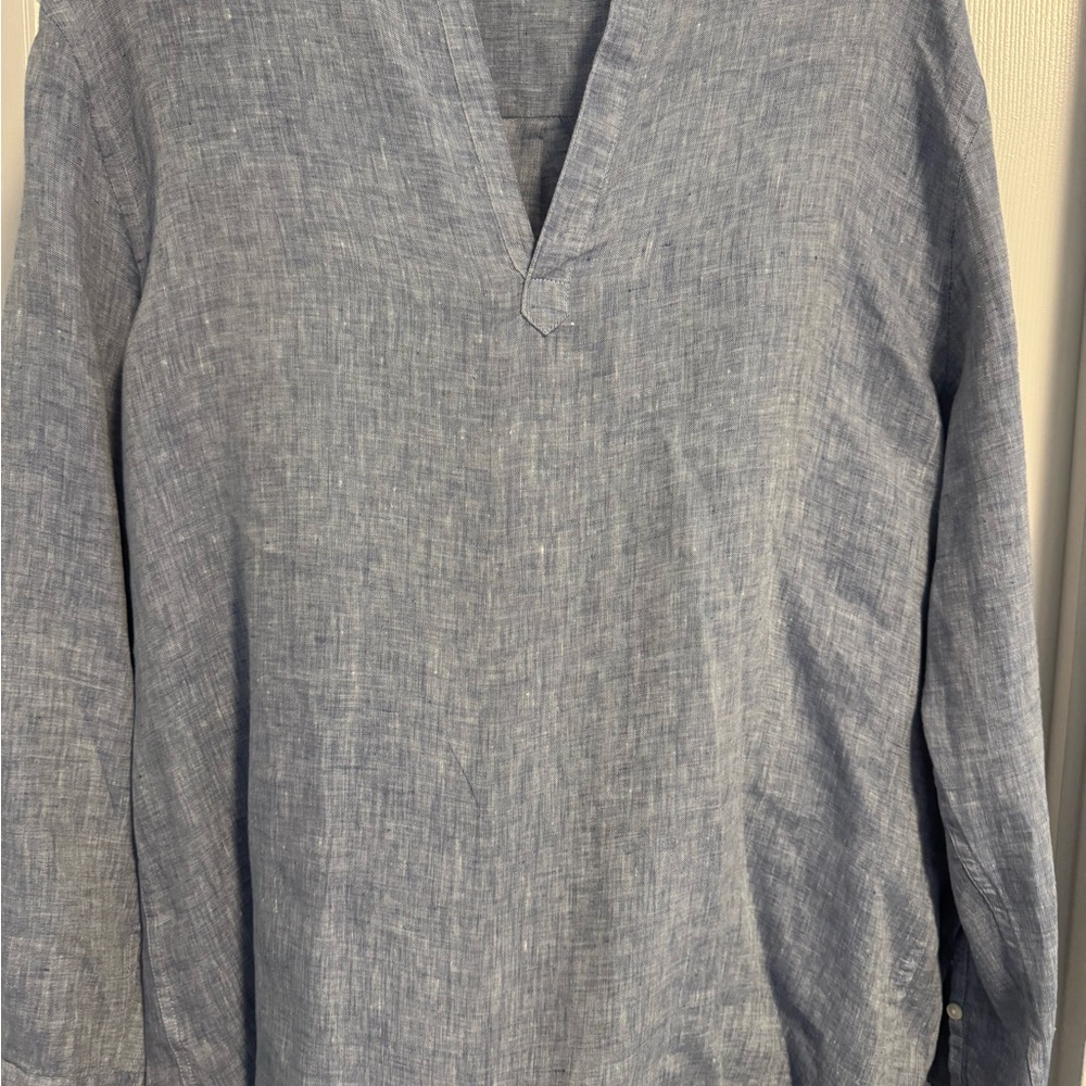 Men's Blue Linen Shirt